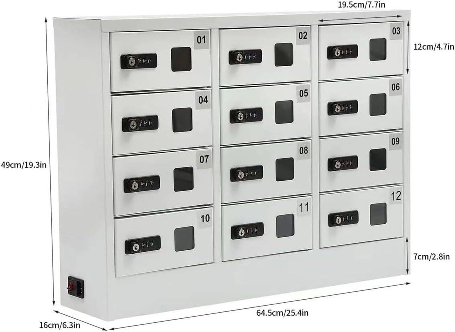 Mobiletto Di Ricarica per Telefono Cellulare, Armadietto Di Ricarica per Telefono, Armadietto per Cellulare Ricaricabile a 12 Slot, Armadietto Di Ricarica Con Serratura