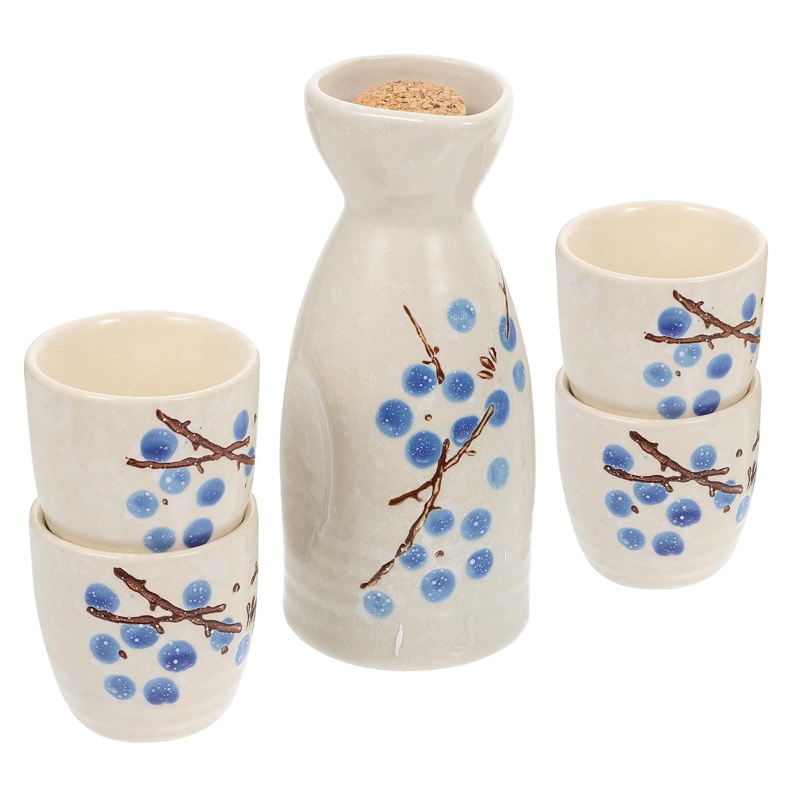 Juego de sake de cerámica con diseño floral para cenas japonesas