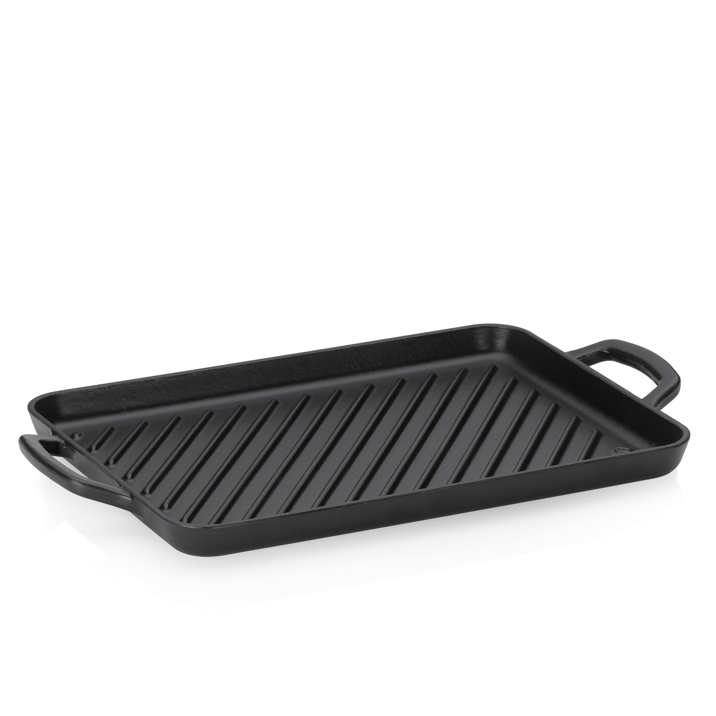 kela Piastra grilla induzione 35 x 25 cm CALIDO, piastra grill in ghisa smaltata per fornelli, resistente al calore fino a 300 °C, nera