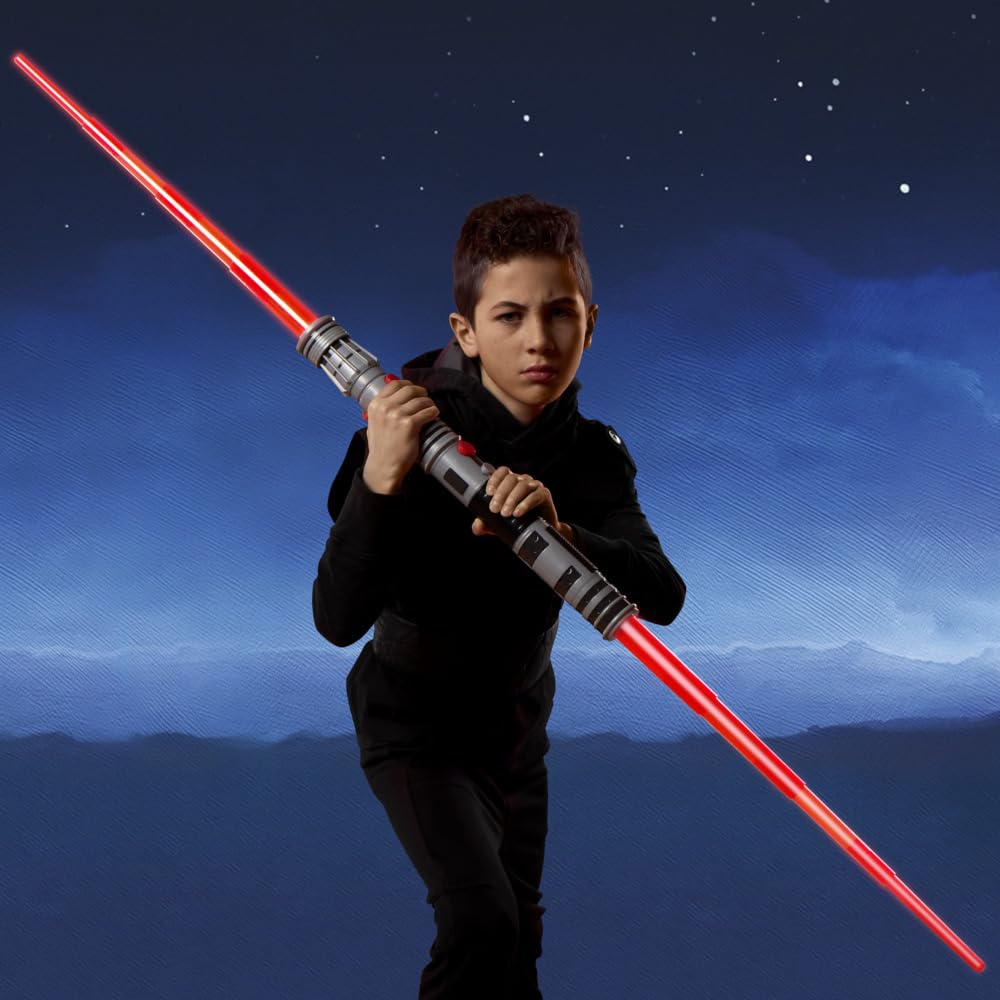 Star Wars, Darth Maul, Sable de luz electrónico de Doble Hoja, Sable de luz Rojo Oficial, para Usar con Disfraces, Juguetes para niños y niñas a Partir de 4 años