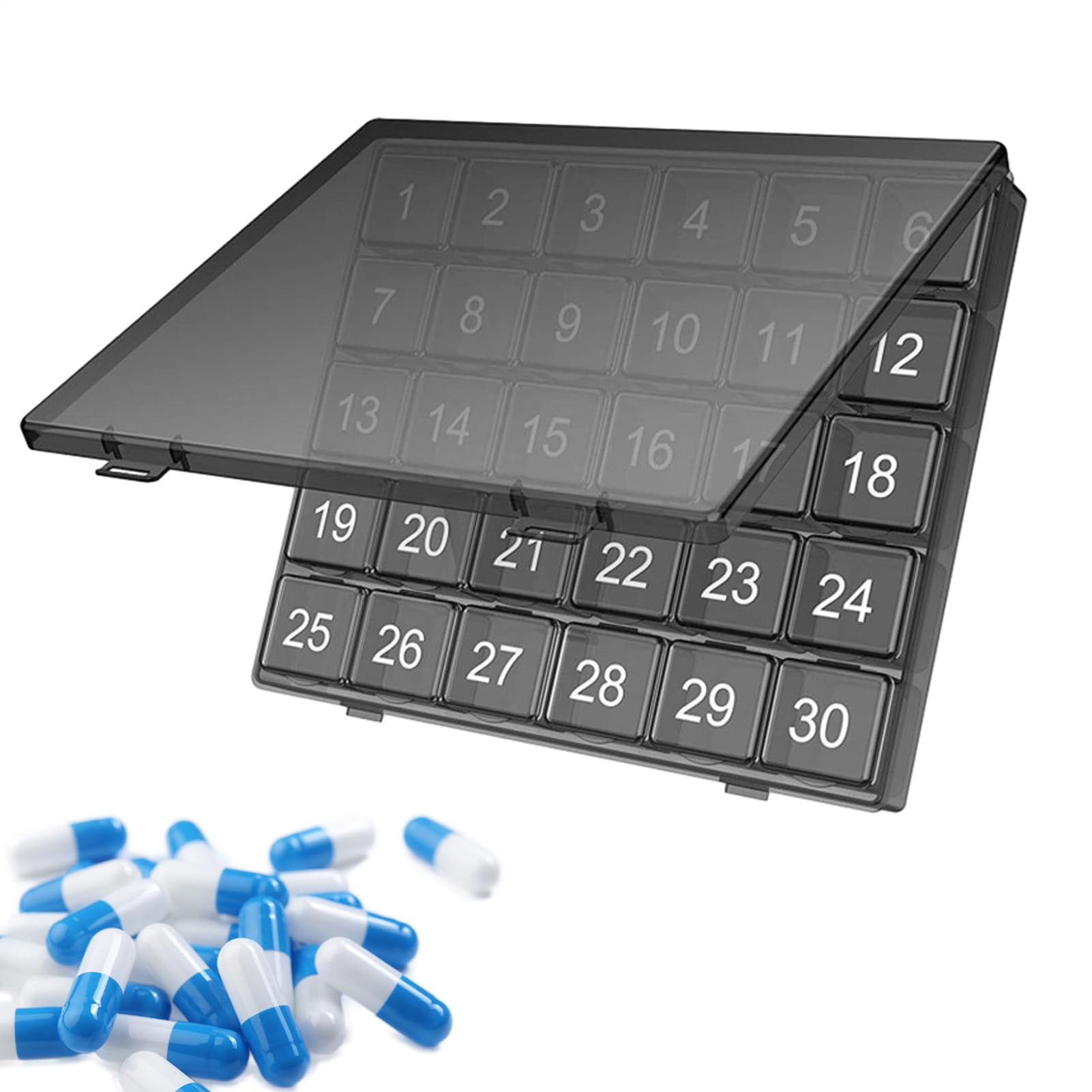 Organizador De Pastillas Mensual, 21.2x17.6x2.7cm Monthly Pill Organizer, Pastillero Diario, PP Organizador De Píldoras, Caja De Pastillas De 30 Días para, Medicine and Medication