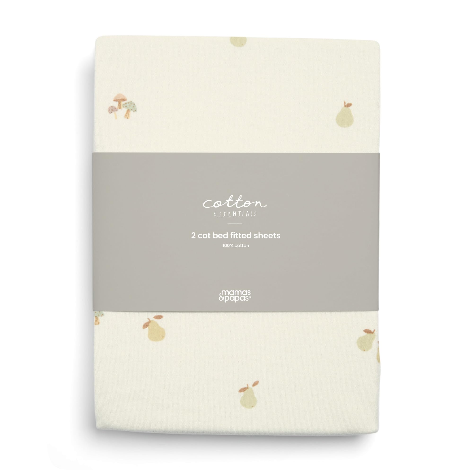 Mamas & Papas Woodland Print Cotbed Fitted Sheet - Pack of 2 - 100% Cotton - Cream