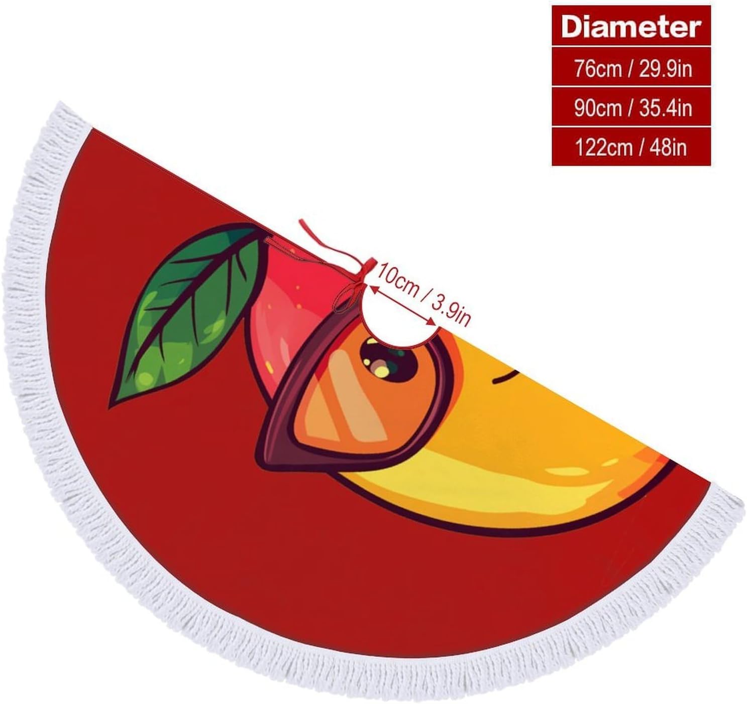 Funny Mango with Glasses Christmas Tree Skirt Round Xmas Tree Mat Ornaments Tree Skirts with Tassels for Holiday Party