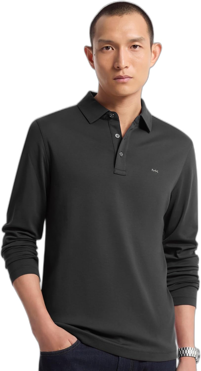 Michael Kors Mens Long Sleeve Sleek Mk Polo