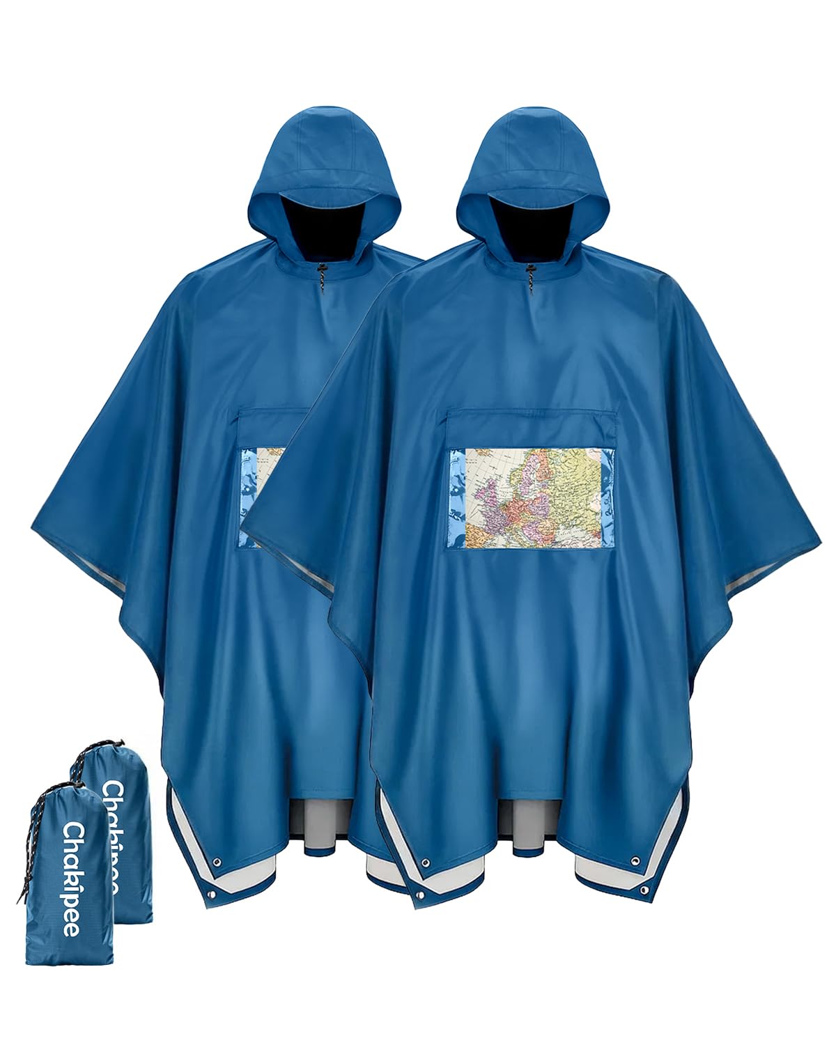 Chakipee Rain Poncho Blue 2 pack