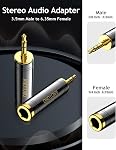 ANDTOBO 1/4'' à 3.5mm Adaptateur d'écoute Stéréo Pure Copper, 1/8'' Plug Homme à 1/4''(6.35 mm) Adapteur d'oreillette Jack Femelle pour casque, adaptateur d'amplificateur, noir 1-Pack