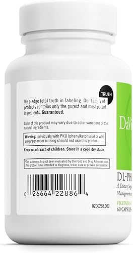 Miniatura 3 de DAVINCI Labs DL-fenilalanina - Suplemento dietético de aminoácidos para apoyar la comodidad, el equilibrio y las molestias* - con 750 mg de
