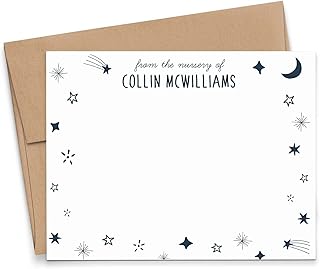 Star Personalized Stationery for Boys, From the Nursery of Baby Shower Thank You Cards, Personalized stationery for kids, Your Choice of Quantity