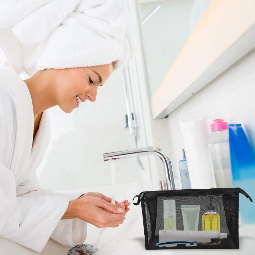 Borse per Trucco in Rete, 2 Pezzi Cerniera Sacchetto Cosmetici Trucco per Conservare Cosmetici e Articoli da Toeletta, Borsa da Toilette Viaggio Adatto a Viaggi Affari Vacanze Uso Quotidiano