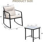 Devoko 3 Pièces Rocking Bistro Set Wicker Patio Meubles d'extérieur Chaises de porc Conversation Sets avec table de café en verre (Beige)