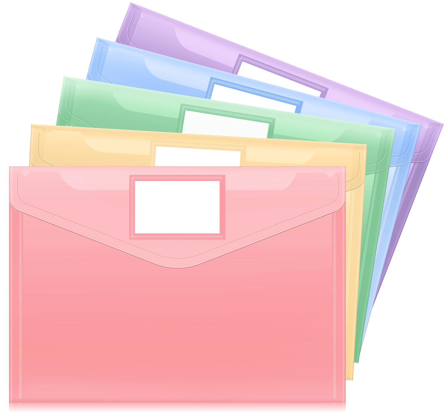 Sooez 5 Pack Plastic Envelopes Plastic File Folders, Document Organizer
