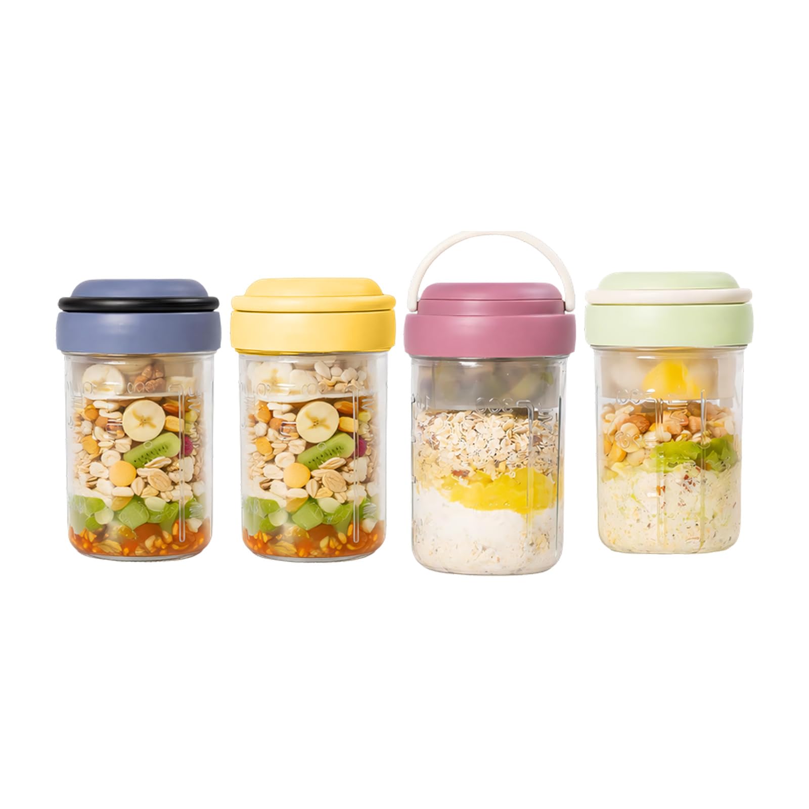 Set di 4/2 barattoli pieghevoli per cereali, noci, yogurt e snack, facili da trasportare, sicuri, per alimenti, impilabili
