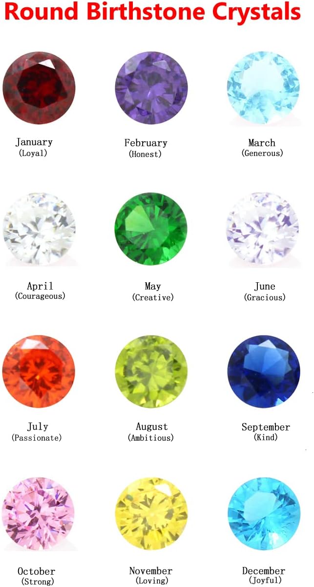 Beffy Birthstone Charms - 96Pcs 5mm Birthday Crystal Charms for Glass Living Floating Memory Locket Bracelet Pendant Necklace
