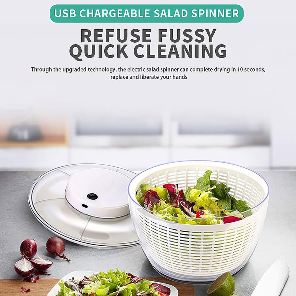 Secador De Lechuga Giratorio Para Ensalada, Centrifugador De Ensalada Eléctrico De 4,75 L/6 L, Deshidratador De Frutas Y Verduras, Recargable Por USB, Para Ensaladas Verdes, Lechuga, Frutas Y Verduras
