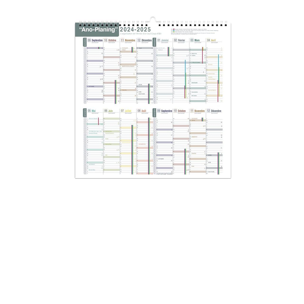 Quo Vadis Calendrier Mural Mensuel Family Planner 16 mois 30x30 cm