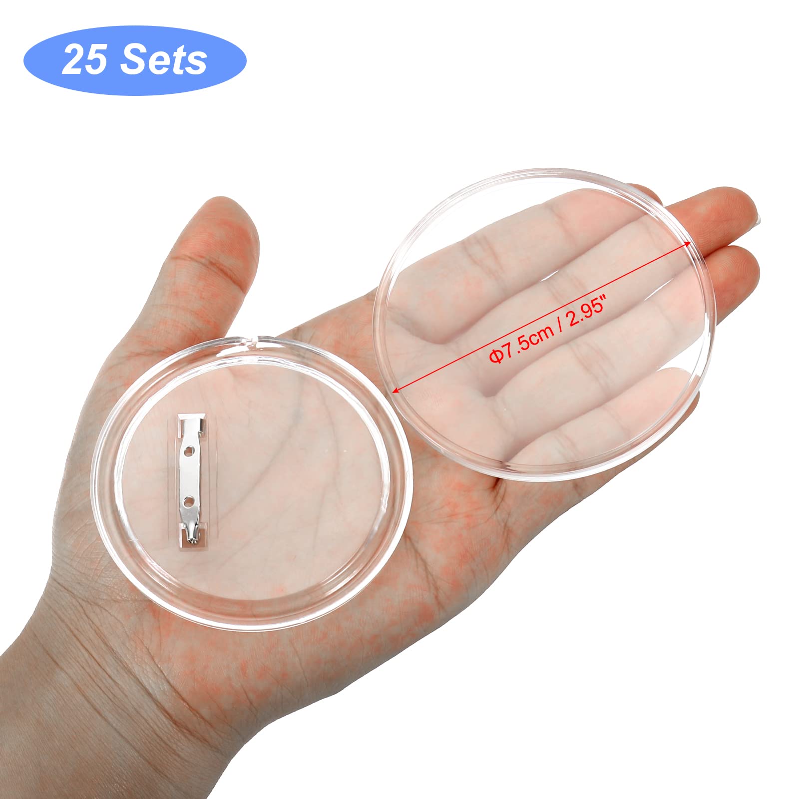 PATIKIL 3 Inch DIY Button Pins Acrylic Button Pin Badge Clear Button Maker Craft Button Badges Pin Buttons Pins Round Picture Photo Buttons for Crafts Supplies Team Projects (25 PCS) - Image 2