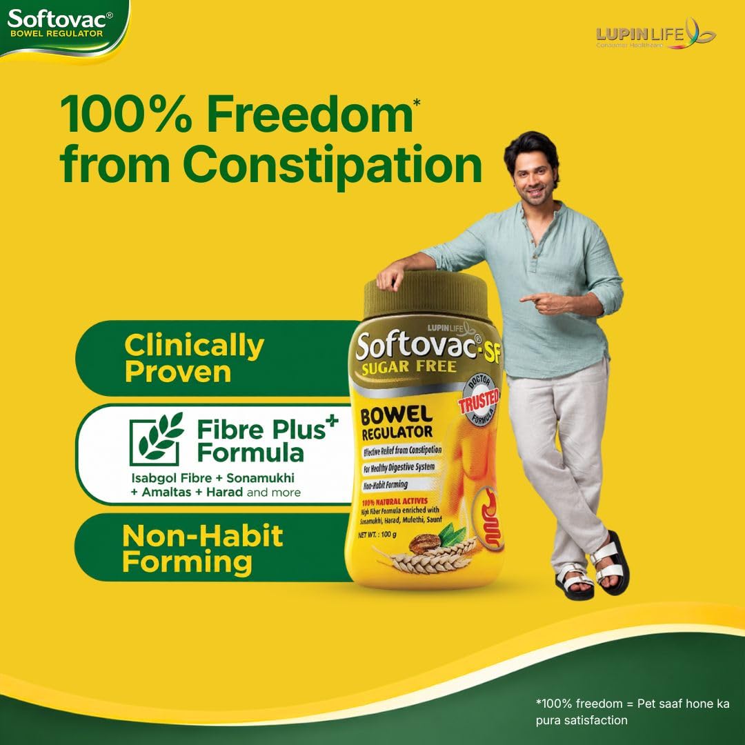 Softovac-SF Softovac Isabgol Fiber Plus Formula 100g Sugar free Psyllium Husk Natural Actives Complete Relief from Constipation Gentle on Stomach Natural Bowel Regulator for Adults — Amazon image 2