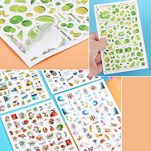 VINFUTUR 12 Blatt Nagelsticker Selbstklebend Sommer Nagelaufkleber Nail Art Aufkleber Nagelfolie Nail Sticker Tattoos… – Bild 6
