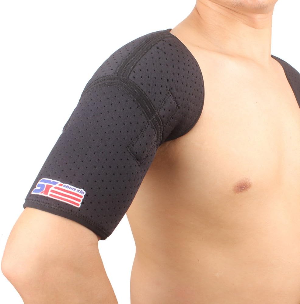 Artans(TM)New Neoprene Gym Sports Magnetic Double Shoulder Brace Support Strap Wrap Injury Guard Back Belt Band Pad SX640 Black