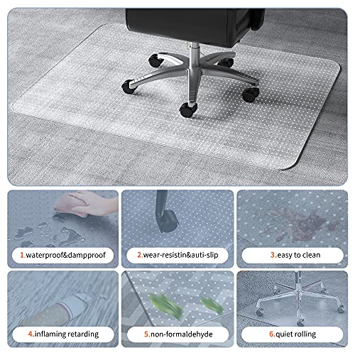 Wasjoye Office Chair Mat For Carpeted Floor With Lip, 36 X48 Inch Transparent Clear Carpet Floor Protector Cover Rug Mat With Non-Slip Studded Lip, Heavy Duty For Home Computer Desk Rolling Chair #TOP1