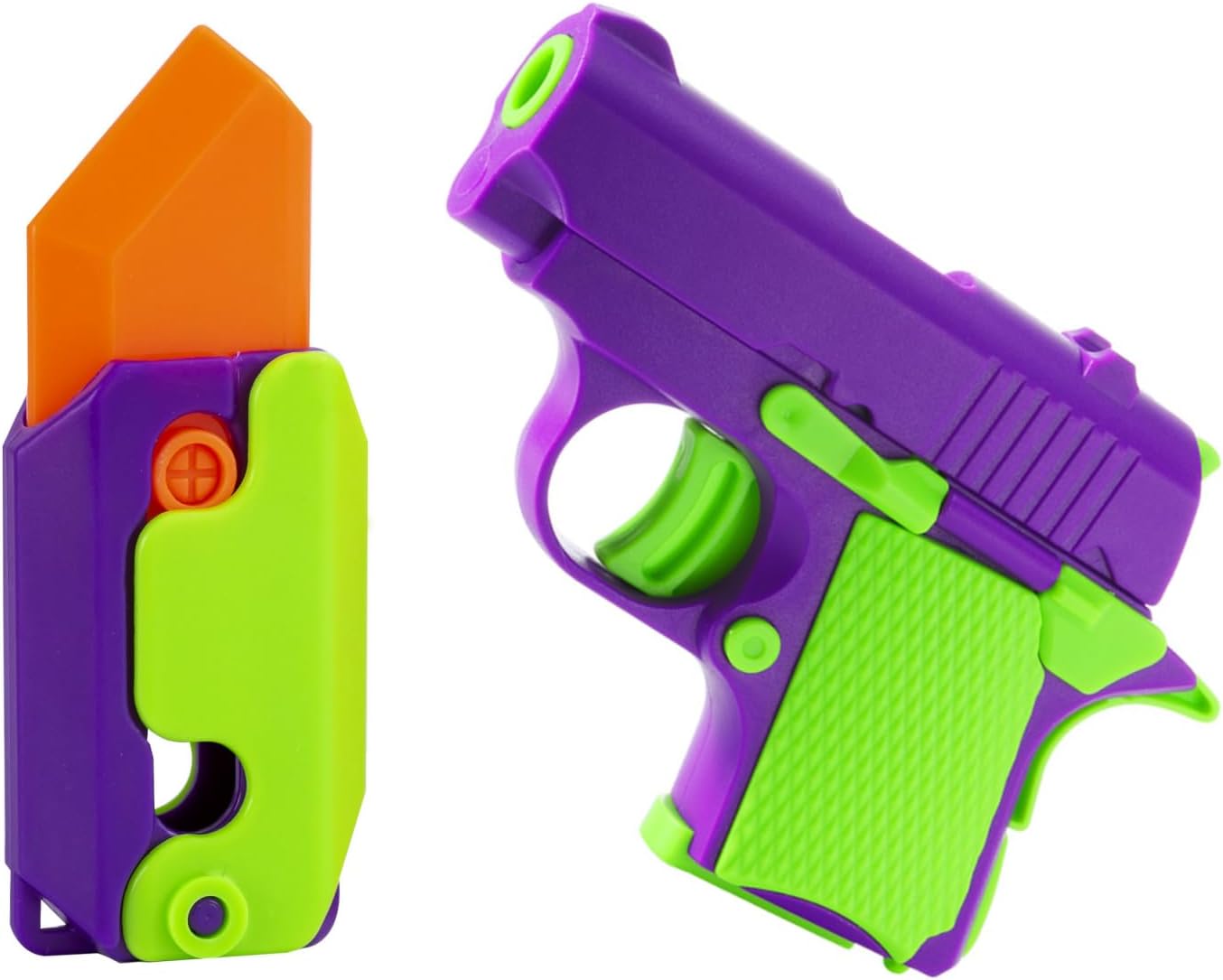 2 Pcs Fidget Gun Toys, Sensory Toys Carrot Knife & Pistol Shaped Fidget Slider, Stress Anxiety Pressure Relief Toy, Perfect Halloween Christmas Birthday Gifts for Autism and ADD Adults, Children, Kids