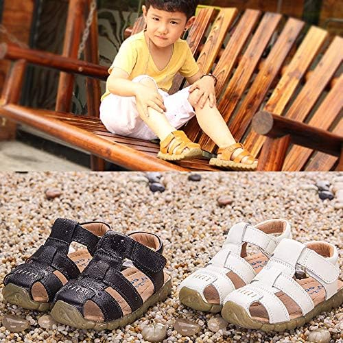 BININBOX Summer Breathable Sandals Girl Boys Toddler Kid Casual Sport Shoe Soft Closed-Toe Retro(10 M US Toddler,Black) | Image 4