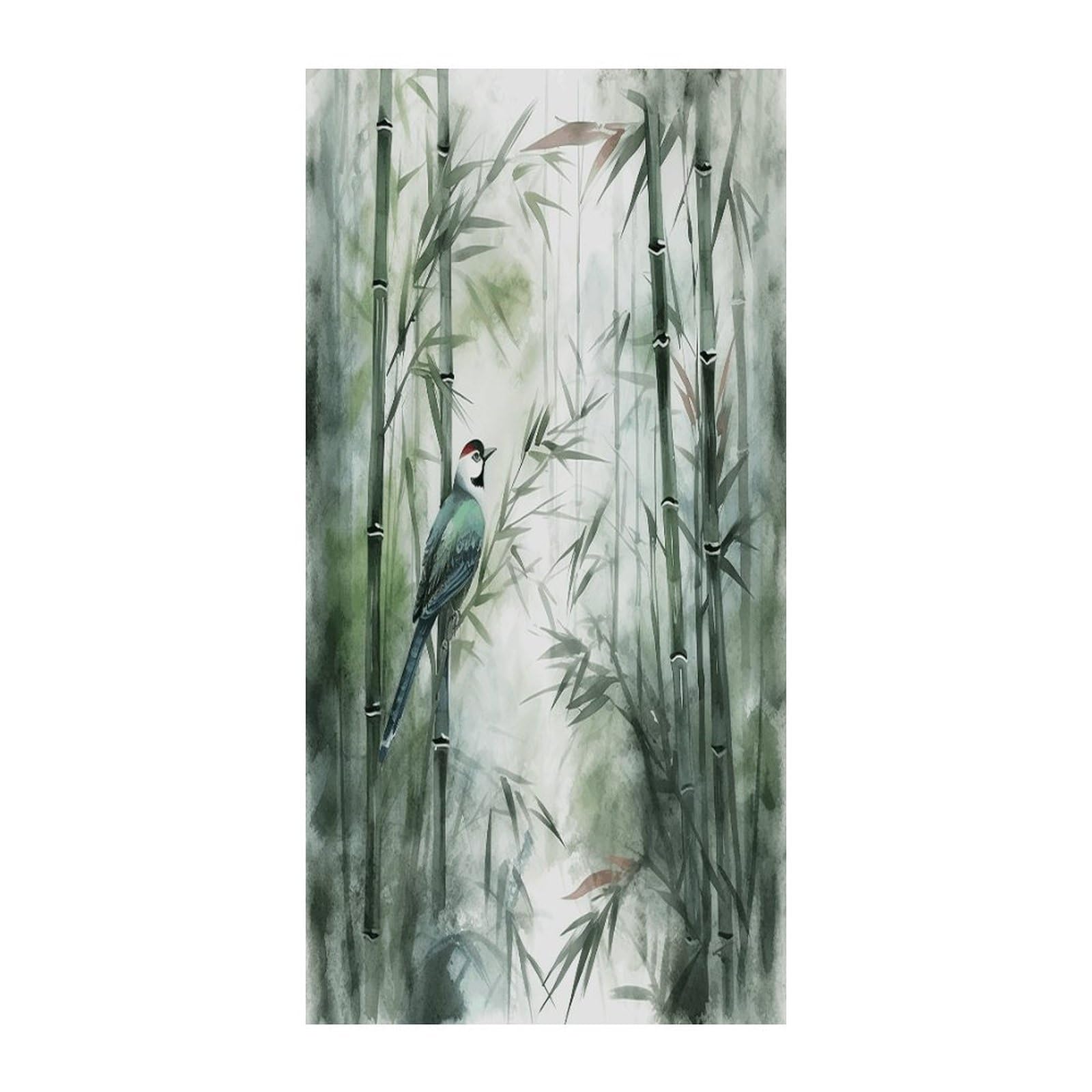 Fekiloot Style Green Bird Painting Door Curtain Room Divider Curtains