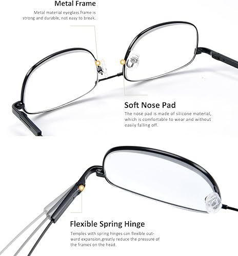 Miniatura 4 de Gafas de lectura progresivas para mujeres y hombres, lentes de bloqueo de luz azul multienfoque con lectores de bisagra de resorte (Gunmetal, 2.00)