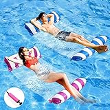Aufblasbares Schwimmbett, 2 Stück Aufblasbare Wasserhängematte Schwimmbett mit Luftpumpe, 4 in1 Schwebende Luftmatratze Wasserspielzeug Pool Zubehör, Aufblasbar Hängematte für Erwachsene und Kinder