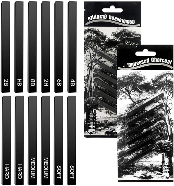JIANHY 2 Sets Graphite Stick Square Compressed Charcoal Sticks Drawing Pencils Set Charcoal Pencils Charcoal Drawing Art Set for Kids Students for DIY Drawing Crafts Sketching Shading