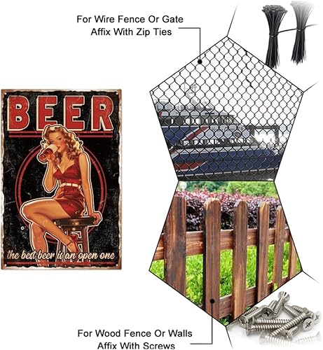 Miniatura 4 de GLOBLELAND Letrero vintage de metal con forma de pin up para dama, de 8 x 12 pulgadas, retro, con diseño de cerveza, mujer, divertido letrero de