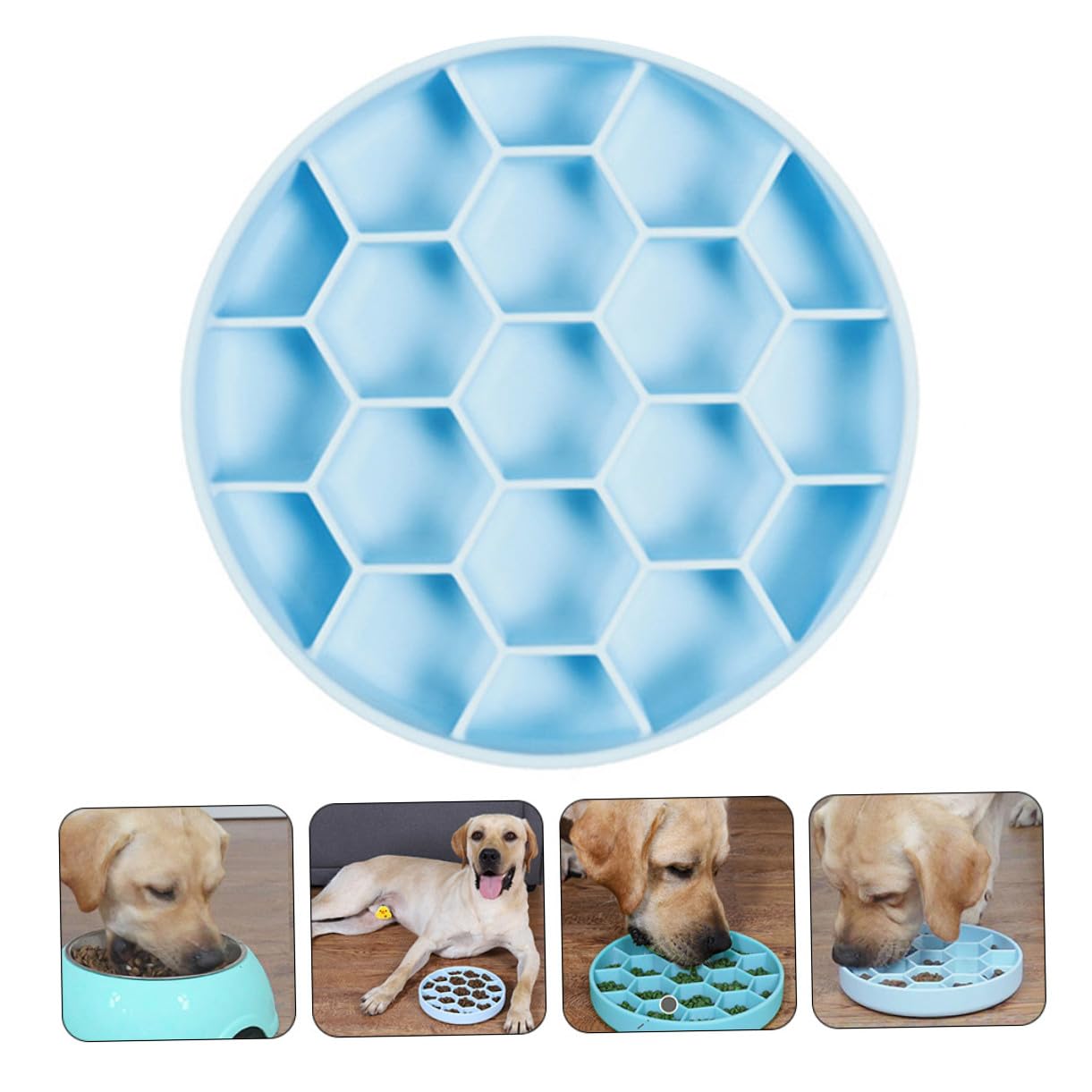 Comedero Lento para Perros Anti-Asfixia Ventosa de Silicona Resistente Tamaño Mediano Azul para Alimentación Controlada y Viajes para Perros Adultos