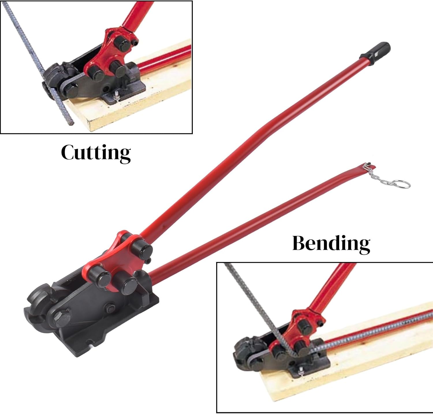 2-in-1 Rebar Bender and Cutter, Manual Steel Bar Bending Tool for Rebar up to 5/8 Inch, Effortlessly Cut and Bend Reinforcement Metal
