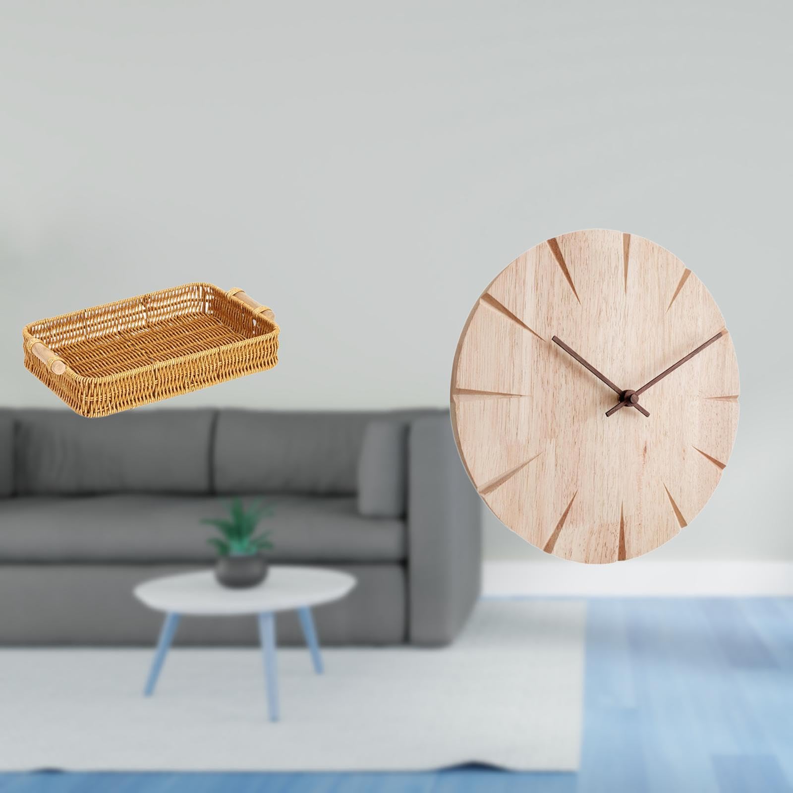 Elegant Woven Fruit Basket and Solid Wood Wall Clock Set for Desktop and Wall Creative Decorative Snack Serving and Timepiece Gift|Home & Garden| Household Supplies & Cleaning| Home Organ-image-37