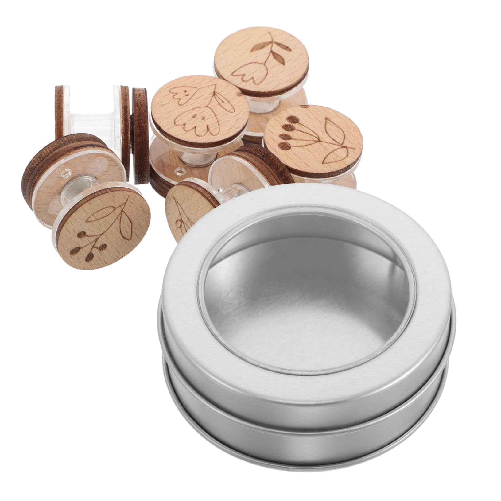 HOMSFOU 6Pcs Wooden Thread Spool Organizer Set Durable Cross Stitch Supplies Beginner Friendly Bobbin Storage for Embroidery Efficient Winding for Easy Use Practical Thread