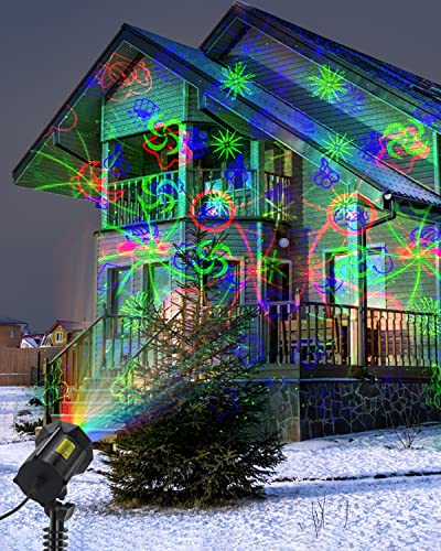 Image of Poeland Christmas Moving Laser Lights, Garden Projector Lights 30 Patterns, Decorative Lights for Indoor, Outdoor, Home, Garden