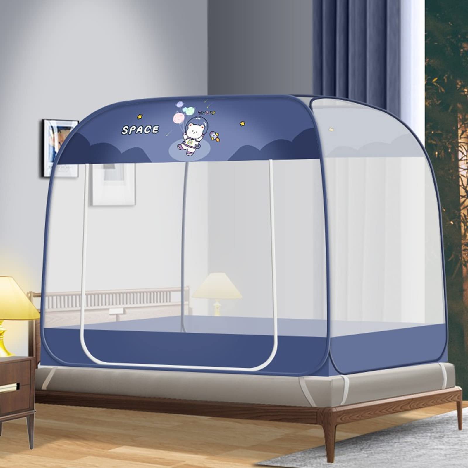 Zanzariera Per Letto A Baldacchino Pieghevole Tenda Da Campeggio Per Zanzariera A Doppia Porta Con Fondo Facile Da Installare Per La Camera Da Letto Viaggi In Campeggio All'aperto (C,150*200*165)