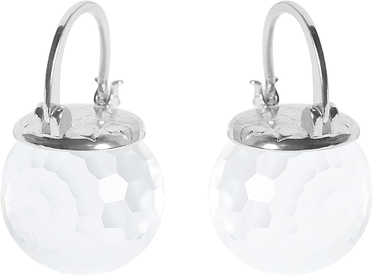 Austrian Crystal Earrings for Women, 925 Sterling Silver, Platinum Plated, Sparkly Crystal Ball Dangle Earrings, Hypoallergenic, Sparkling Unique Jewelry
