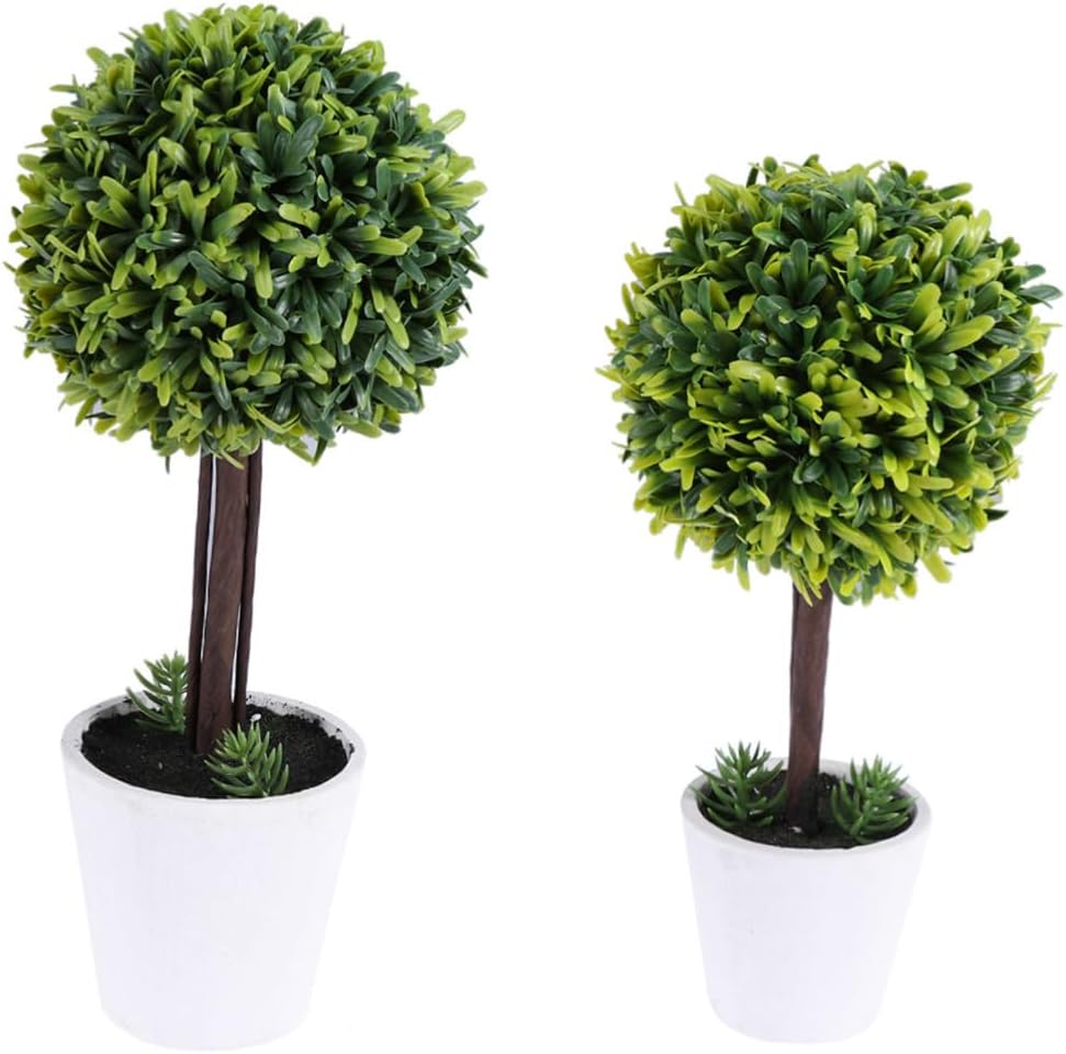 Holibanna Floral Ornaments Decor Artificial Grass Ball Bonsai Lifelike Topiary Plant for Wedding Decor (Small)