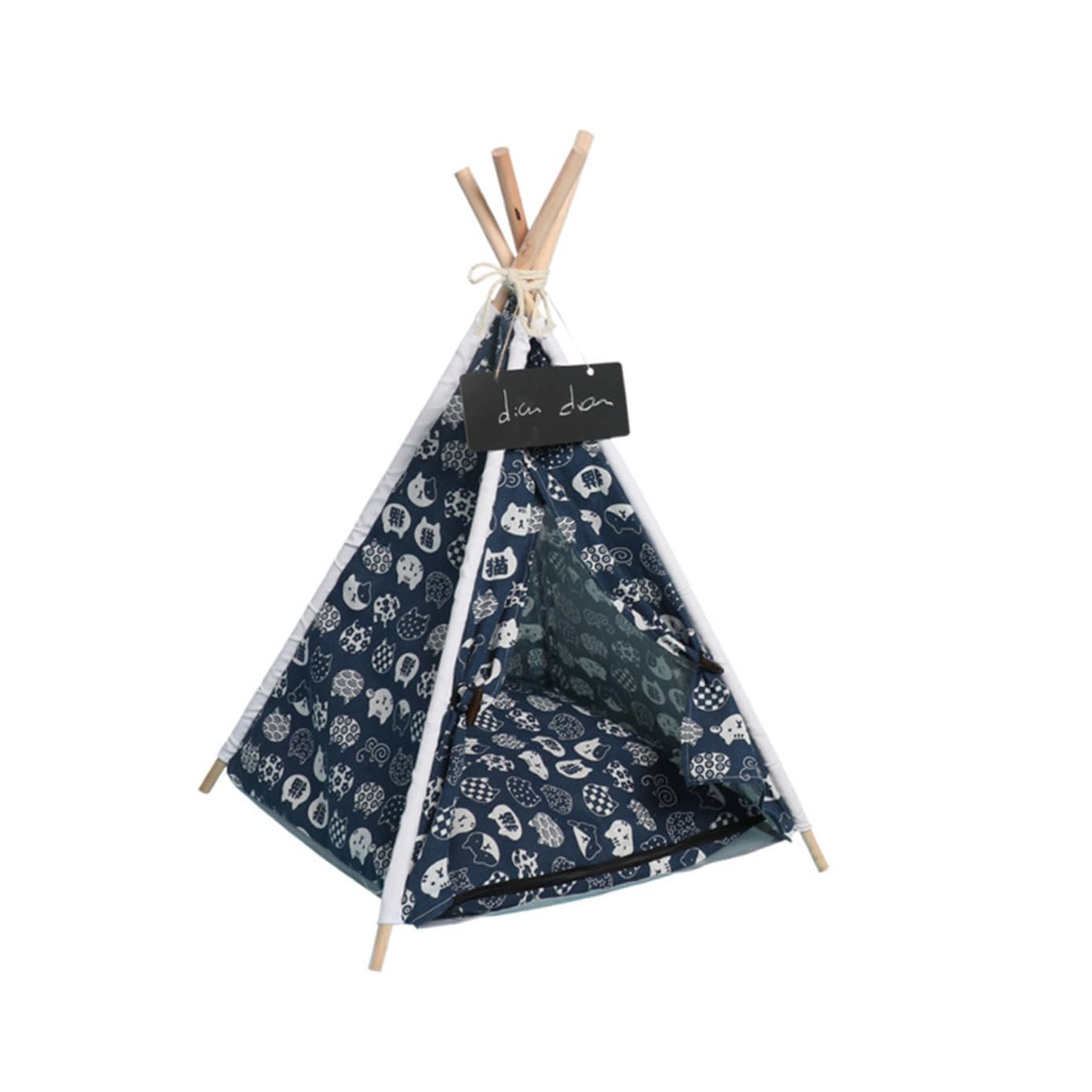 Tente pour Animaux de Compagnie en Lin et Bois, Lit Confortable pour Chien Intérieur et Extérieur avec Design Amovible et Protection la Lumière