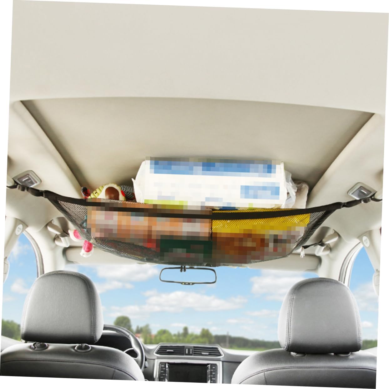 GLEAVI 1pc Car Roof Storage Net Pouch Car Storage Bag for Efficient Space Utilization Wear-Resistant Honeycomb Design for Travel and Organization