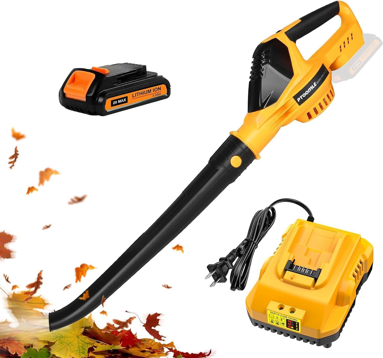 Cordless Leaf Blower for Dewalt 20V Max Battery with DCB112 Charger and 3.0A Battery, 5-Level Speed Control Brushless Motor Leaf Blower 150MPH for Lawn Care Yard Cleaning