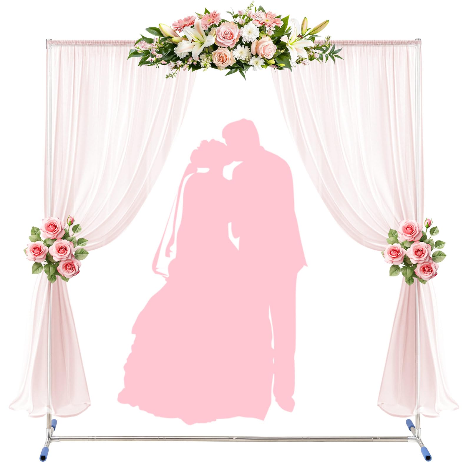 Wedding Arch,7 x 6 FT Metal Arch Backdrop Stand with Support Feet Base,Square Arched Frame for Birthday Party Ceremony Event Balloon Arches Decoration