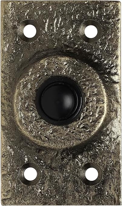 Skandh Iron Doorbell Chime Push Button Antique Brass Vintage Decorative Door Bell with Easy Installation 3" X 1.07" Inch