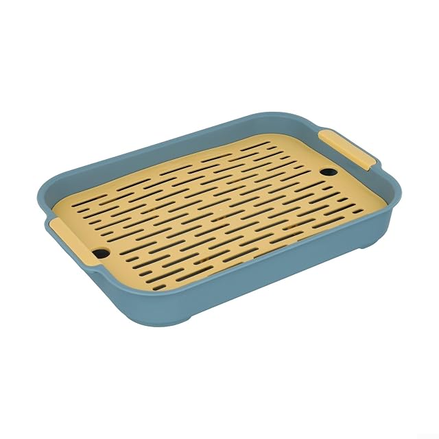 Foto 8 de 8 de Bandeja de arena de plástico para gatos, espacio extra grande de 36,5 x 24,5 x 4,9 cm