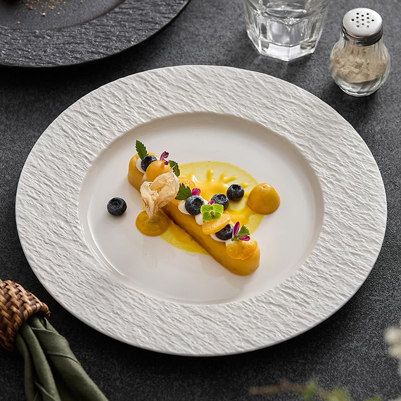 Talerze obiadowe do mięsa platerowanie zachodnie ceramiczne platerowanie domowe wykwintne talerze sałatkowe(biały)