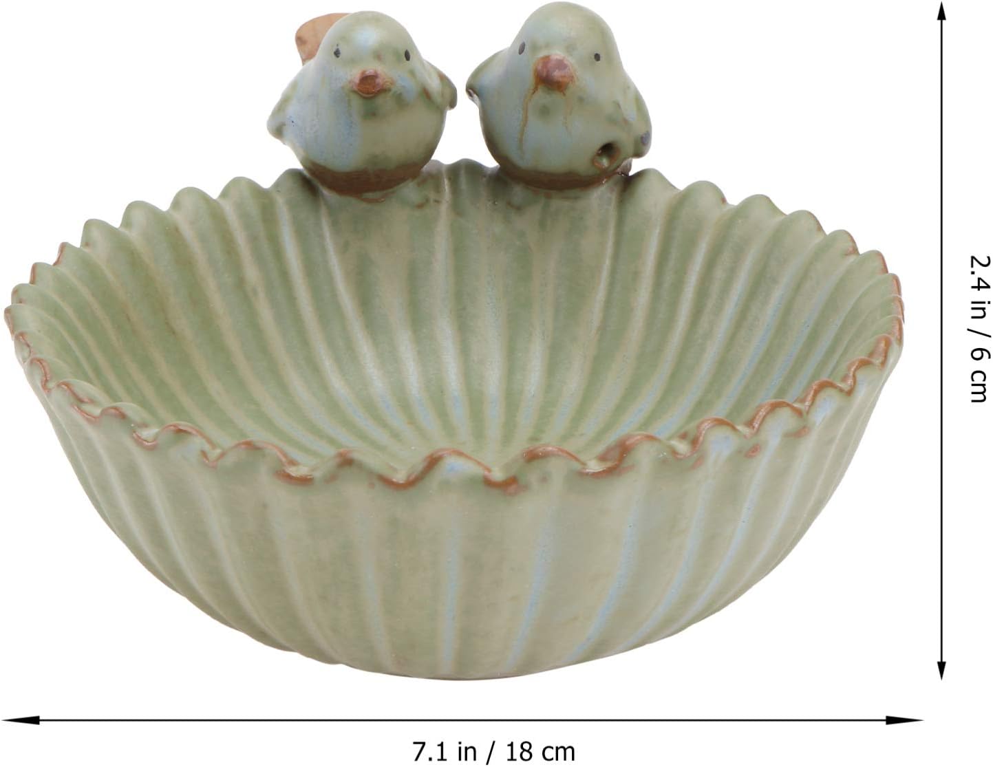 Cabilock 1pc Creative Birds Feeder Ceramic Flowerpot Unique Fruit Plate Design Easy to Clean for Home Decor Parties and Garden Use Green
