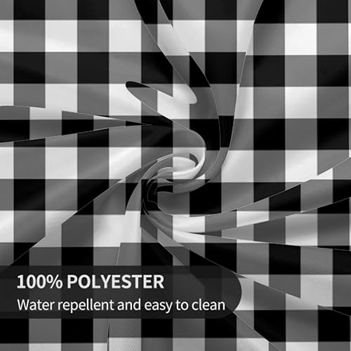 Miniatura 7 de Mantel redondo de girasol de 60 pulgadas, tela de búfalo blanco y negro, lavable, a prueba de derrames, sin arrugas, primavera y verano, para