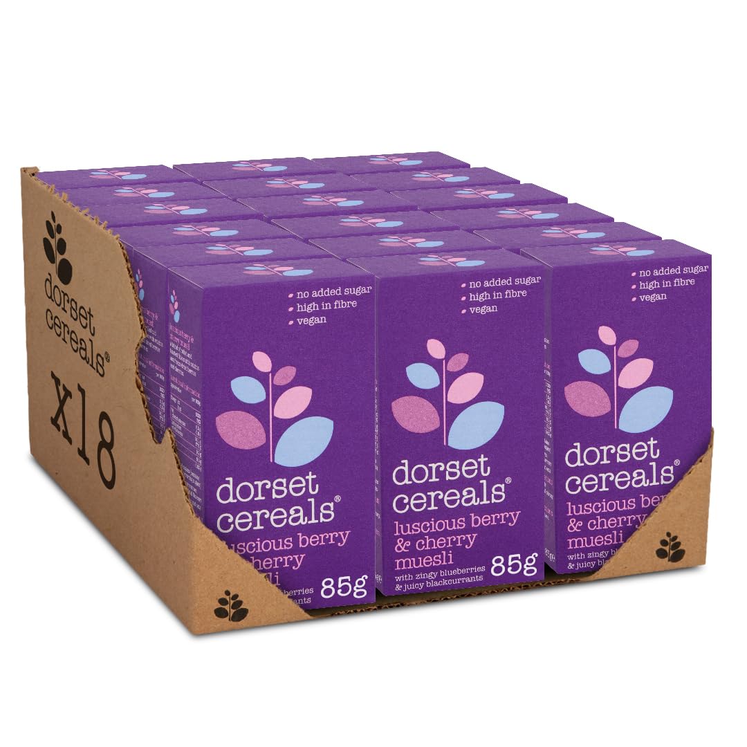 Dorset Cereals Berries & Cherries Muesli Catering/ BnB/ Hotel Pack| 2x Servings |Cereal | High in Fibre |Vegetarian | 18 PACKS of 85g