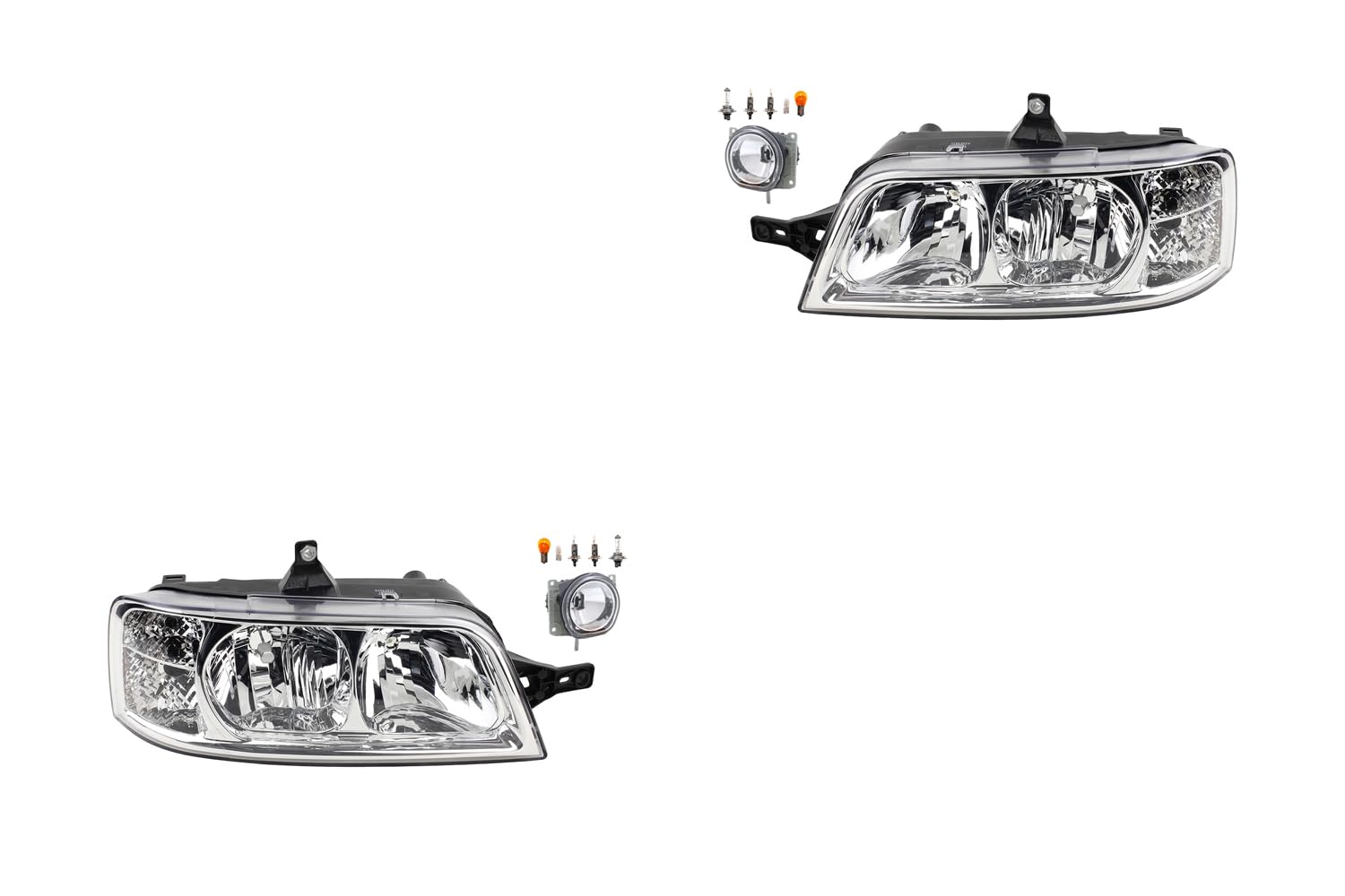 Johns, Set di fari alogeni anteriori adatti per Fiat Ducato 244 04/02 - H7 H1 sinistra e destra + fendinebbia + lampadina